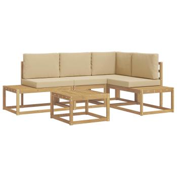 Outdoor-Sofagarnitur 4 Stück Weiß und Beige Polyester