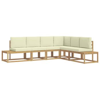 Outdoor-Sofagarnitur 4 Stück Weiß und Creme Polyester