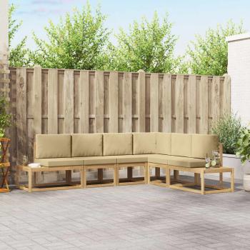 ARDEBO.de - Outdoor-Sofagarnitur 6 stk. 6-Sitzer Polyester Weiß und Beige