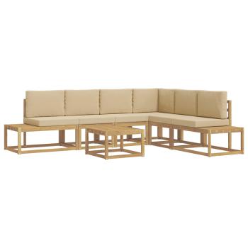 Outdoor-Sofagarnitur 5 Stück Weiß und Beige Polyester