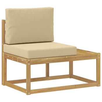 Outdoor-Sofagarnitur 5 Stück Weiß und Beige Polyester