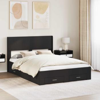 ARDEBO.de - Bettgestell mit Stauraum und Kopfteil Schwarz 135 x 190 cm