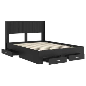 Bettgestell mit Stauraum und Kopfteil Schwarz 135 x 190 cm