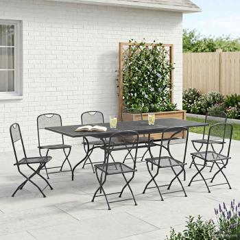 ARDEBO.de - Garten Essgruppe 9 Stk. Anthrazit Mesh und Stahl