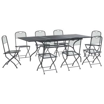 Garten Essgruppe 9 Stk. Anthrazit Mesh und Stahl