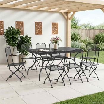 Garten Essgruppe 9 Stk. Anthrazit Mesh und Stahl