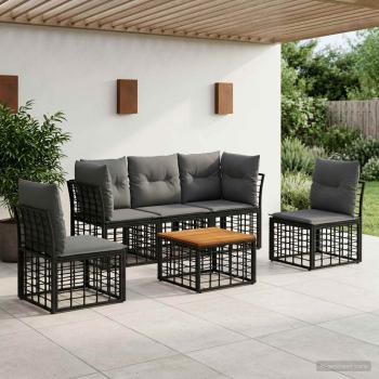 ARDEBO.de - Outdoor-Sofagarnitur 6 Stk. Schwarz und Dunkelgrau Polyester