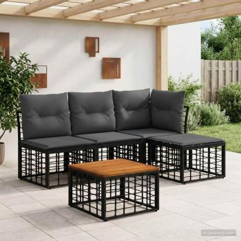 ARDEBO.de - Outdoor-Sofagarnitur 5 stk. Schwarz und Dunkelgrau Polyester