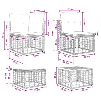 Outdoor-Sofagarnitur 6 Stk. Schwarz und Dunkelgrau Polyester