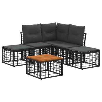 Outdoor-Sofagarnitur 6 stk. Schwarz und Dunkelgrau Polyester