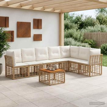 ARDEBO.de - Outdoor-Sofagarnitur 8 stk. Nat?rlich und Cremwei? Polyester
