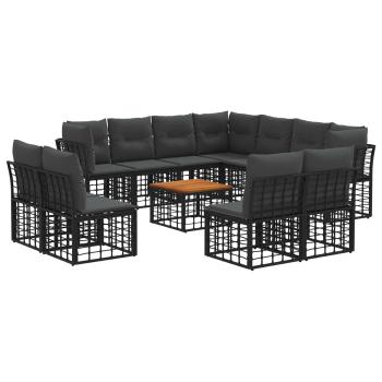 Outdoor-Sofagarnitur 12 stk. Schwarz und Dunkelgrau Polyester