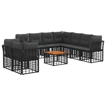 Outdoor-Sofagarnitur 10 stk. Schwarz und Dunkelgrau Polyester