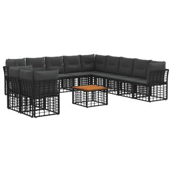 Outdoor-Sofagarnitur 12 stk. Schwarz und Dunkelgrau Polyester