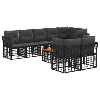 Outdoor-Sofagarnitur 9 stk. Schwarz und Dunkelgrau Polyester