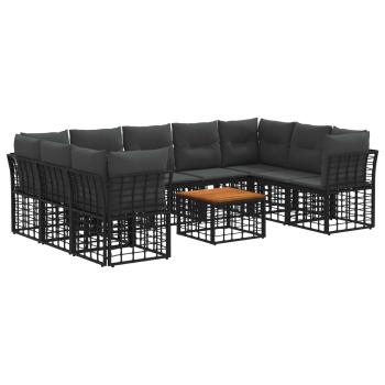 Outdoor-Sofagarnitur 10 stk. Schwarz und Dunkelgrau Polyester