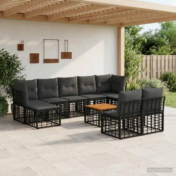ARDEBO.de - Outdoor-Sofagarnitur 10 stk. Schwarz und Dunkelgrau Polyester