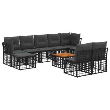 Outdoor-Sofagarnitur 10 stk. Schwarz und Dunkelgrau Polyester