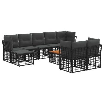 Outdoor-Sofagarnitur 10 stk. Schwarz und Dunkelgrau Polyester