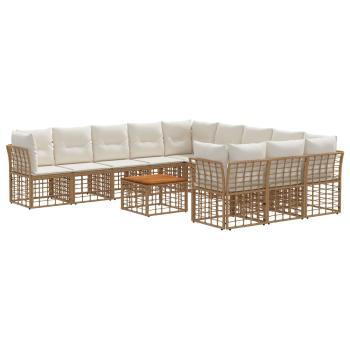 Outdoor-Sofagarnitur 12 stk. 11-Sitzer Natur und Cremeweiß
