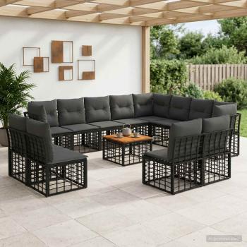 ARDEBO.de - Outdoor-Sofagarnitur 13 Stk. Schwarz und Dunkelgrau Polyester