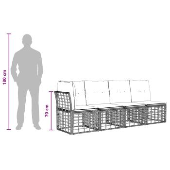 Outdoor-Sofagarnitur 13 Stk. Schwarz und Dunkelgrau Polyester