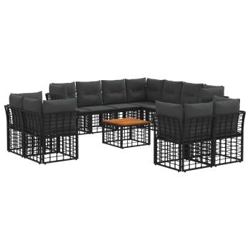 Outdoor-Sofagarnitur 12 stk. Schwarz und Dunkelgrau Polyester