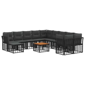 Outdoor-Sofagarnitur 12 stk. Schwarz und Dunkelgrau Polyester