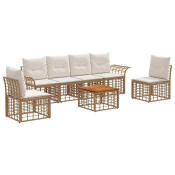 Outdoor-Sofagarnitur 7 stk. 6-Sitzer Natur und Cremewei?