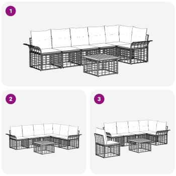 Outdoor-Sofagarnitur 7 Stk. Schwarz und Dunkelgrau Polyester