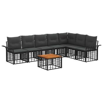 Outdoor-Sofagarnitur 8 stk. Schwarz und Dunkelgrau Polyester