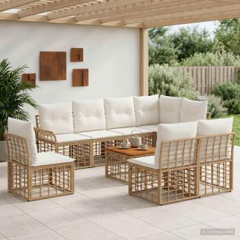 ARDEBO.de - Outdoor-Sofagarnitur 9 stk. 8-Sitzer Natur und Cremeweiß