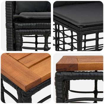 Outdoor-Sofagarnitur 11 Stk. Schwarz und Dunkelgrau Polyester