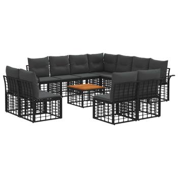 Outdoor-Sofagarnitur 12 stk. Schwarz und Dunkelgrau Polyester