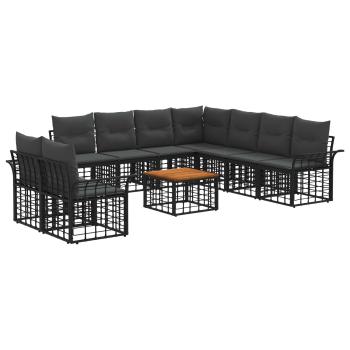 Outdoor-Sofagarnitur 10 stk. Schwarz und Dunkelgrau Polyester