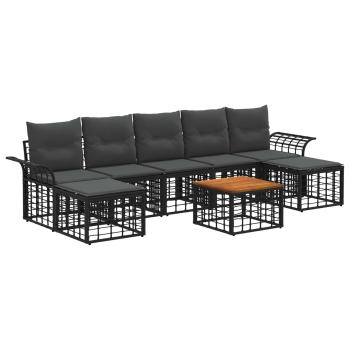 Outdoor-Sofagarnitur 8 stk. Schwarz und Dunkelgrau Polyester