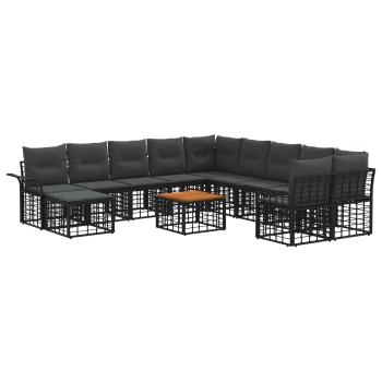 Outdoor-Sofagarnitur 12 stk. Schwarz und Dunkelgrau Polyester