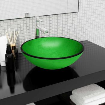 ARDEBO.de - Waschbecken Hartglas 42x14 cm Grün