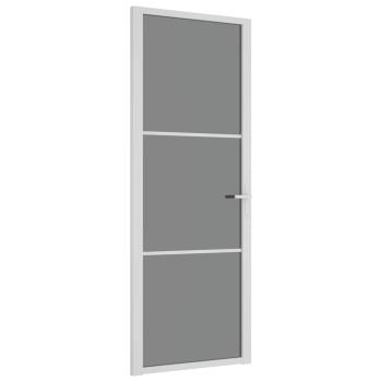 Innentür 76x201,5 cm Weiß ESG-Glas und Aluminium