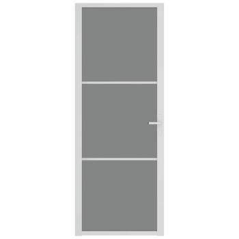 Innentür 76x201,5 cm Weiß ESG-Glas und Aluminium