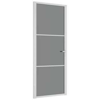 Innentür 83x201,5 cm Weiß ESG-Glas und Aluminium