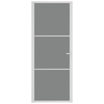 Innentür 83x201,5 cm Weiß ESG-Glas und Aluminium