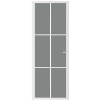 Innentür 76x201,5 cm Weiß ESG-Glas und Aluminium