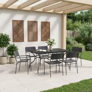 ARDEBO.de - Ausziehbarer Mesh Esstisch Anthrazit 212 x 90 x 76 cm Stahl