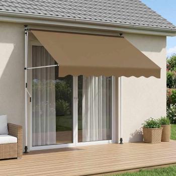 ARDEBO.de - Manuell einziehbare Markise Beige 250 cm