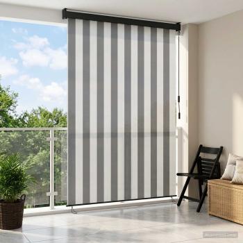 ARDEBO.de - Rollo Anthrazit und Weiß 60 x 250 cm Stoff und Aluminium
