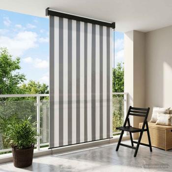 ARDEBO.de - Rollo Anthrazit und Weiß 160 x 250 cm Stoff und Aluminium