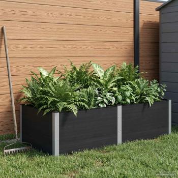 ARDEBO.de - Hochbeet Schwarz 200 x 100 x 54 cm WPC und Aluminium