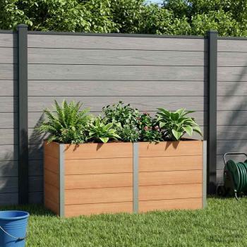 ARDEBO.de - Hochbeet Braun 200 x 100 x 91 cm WPC und Aluminium