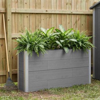 ARDEBO.de - Hochbeet Grau 150 x 30 x 72 cm WPC und Aluminium